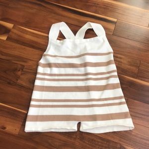 POLLY KNIT SWEATER ROMPER CREAM AND TAN STRIPED NO SIZE